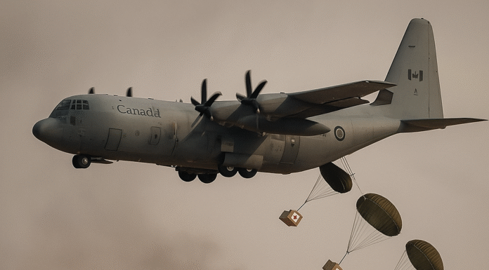 Canadian Hercules Aircraft Drops Emergency Aid Into Gaza Amid Ongoing Crisis Canadian Hercules Aircraft Drops Emergency Aid Into Gaza Amid Ongoing Crisis